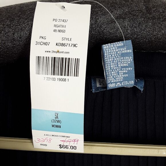 Dark Blue Sweater, size 5X KORET Women's Pullover, V-Neck, Long Sleeve, new NWT - Picture 6 of 6